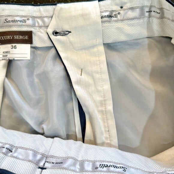 Santorelli ROMEO Flat Front Dress Pants. Blue. Size 36. - Picture 7 of 11